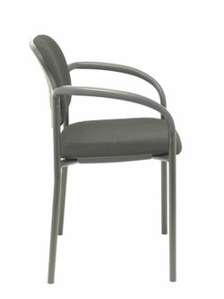 Modelo Styl - Silla confidente de 4 patas, con brazos y estructura negra - Asiento y respaldo tapizados en tejido BALI color negro