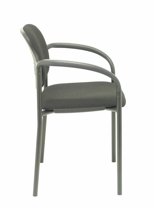 Modelo Styl - Silla confidente de 4 patas, con brazos y estructura negra - Asiento y respaldo tapizados en tejido BALI color negro
