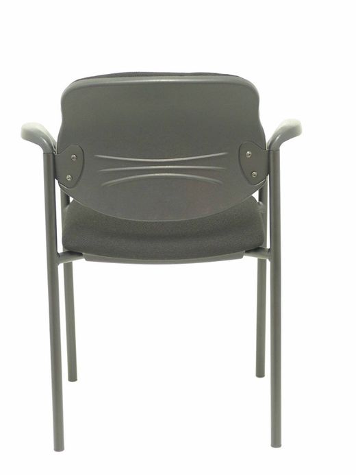 Modelo Styl - Silla confidente de 4 patas, con brazos y estructura negra - Asiento y respaldo tapizados en tejido BALI color negro