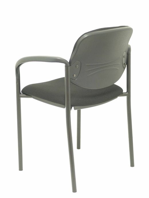 Modelo Styl - Silla confidente de 4 patas, con brazos y estructura negra - Asiento y respaldo tapizados en tejido BALI color negro