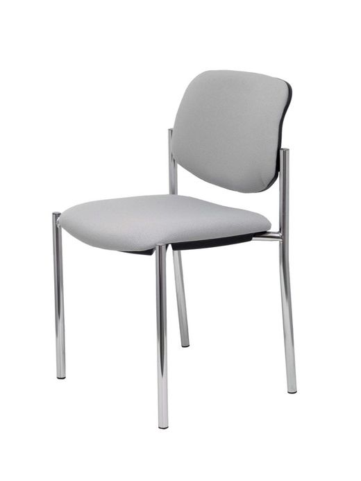Modelo Styl - Silla confidente de 4 patas y estructrua cromada - Asiento y respaldo tapizados en tejido BALI color gris