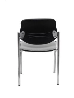 Modelo Styl - Silla confidente de 4 patas y estructrua cromada - Asiento y respaldo tapizados en tejido BALI color gris