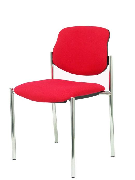 Modelo Styl - Silla confidente de 4 patas y estructrua cromada - Asiento y respaldo tapizados en tejido BALI color rojo
