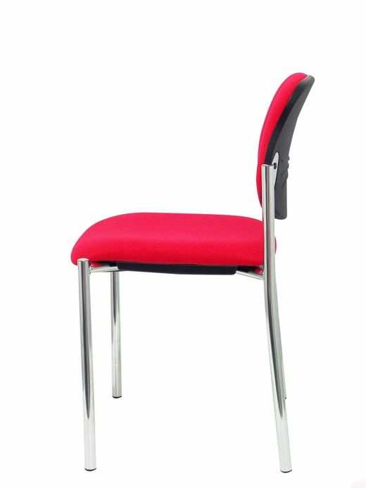 Modelo Styl - Silla confidente de 4 patas y estructrua cromada - Asiento y respaldo tapizados en tejido BALI color rojo