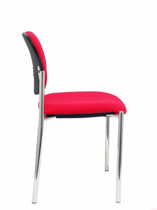 Modelo Styl - Silla confidente de 4 patas y estructrua cromada - Asiento y respaldo tapizados en tejido BALI color rojo