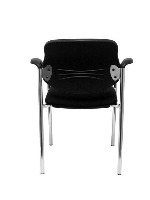 Modelo Styl - Silla confidente de 4 patas y estructrua cromada con brazos - Asiento y respaldo tapizados en tejido BALI color negro