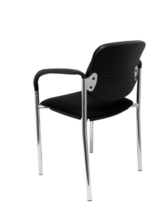 Modelo Styl - Silla confidente de 4 patas y estructrua cromada con brazos - Asiento y respaldo tapizados en tejido BALI color negro