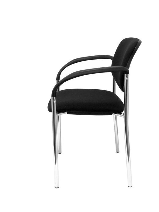 Modelo Styl - Silla confidente de 4 patas y estructrua cromada con brazos - Asiento y respaldo tapizados en tejido BALI color negro