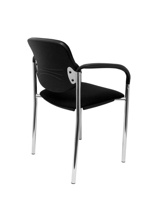 Modelo Styl - Silla confidente de 4 patas y estructrua cromada con brazos - Asiento y respaldo tapizados en tejido BALI color negro