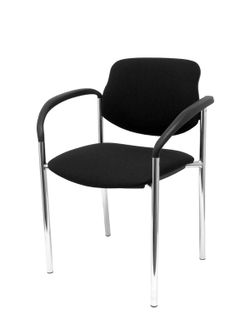 Modelo Styl - Silla confidente de 4 patas y estructrua cromada con brazos - Asiento y respaldo tapizados en tejido BALI color negro