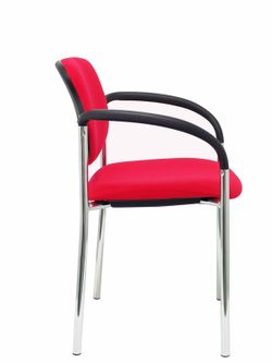 Modelo Styl - Silla confidente de 4 patas y estructrua cromada con brazos - Asiento y respaldo tapizados en tejido BALI color rojo