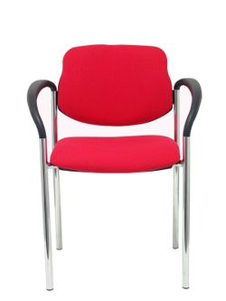 Modelo Styl - Silla confidente de 4 patas y estructrua cromada con brazos - Asiento y respaldo tapizados en tejido BALI color rojo