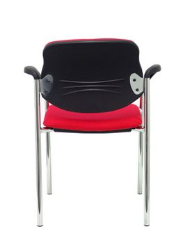 Modelo Styl - Silla confidente de 4 patas y estructrua cromada con brazos - Asiento y respaldo tapizados en tejido BALI color rojo