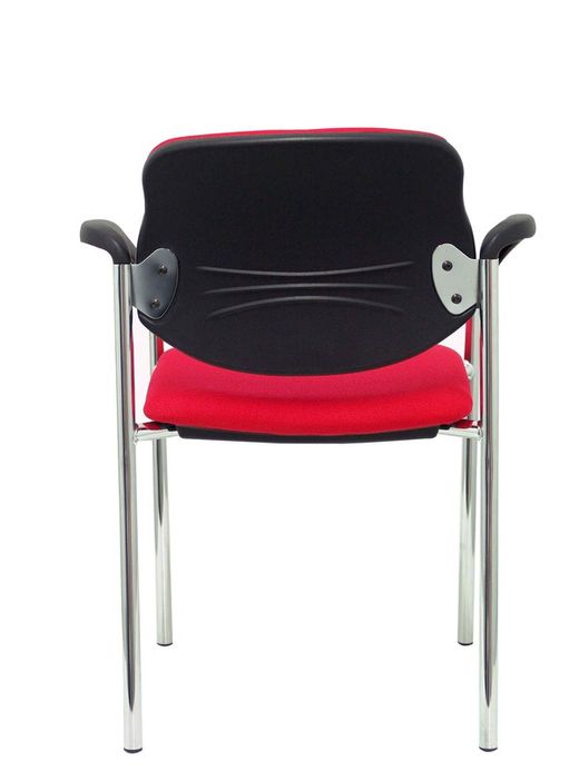 Modelo Styl - Silla confidente de 4 patas y estructrua cromada con brazos - Asiento y respaldo tapizados en tejido BALI color rojo