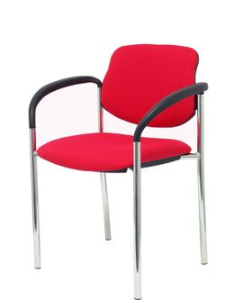 Modelo Styl - Silla confidente de 4 patas y estructrua cromada con brazos - Asiento y respaldo tapizados en tejido BALI color rojo