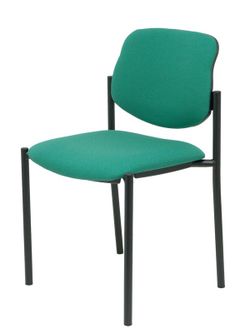 Modelo Styl - Silla confidente de 4 patas y estructrua negra - Asiento y respaldo tapizados en tejido BALI color verde esmeralda