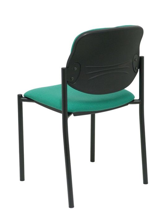 Modelo Styl - Silla confidente de 4 patas y estructrua negra - Asiento y respaldo tapizados en tejido BALI color verde esmeralda