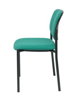 Modelo Styl - Silla confidente de 4 patas y estructrua negra - Asiento y respaldo tapizados en tejido BALI color verde esmeralda
