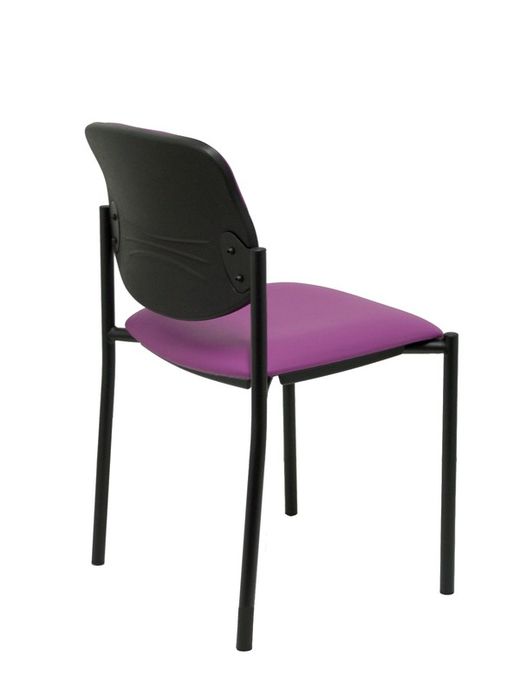 Modelo Styl - Silla confidente de 4 patas y estructrua negra - Asiento y respaldo tapizados en tejido Similpiel color morado