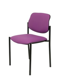 Modelo Styl - Silla confidente de 4 patas y estructrua negra - Asiento y respaldo tapizados en tejido Similpiel color morado