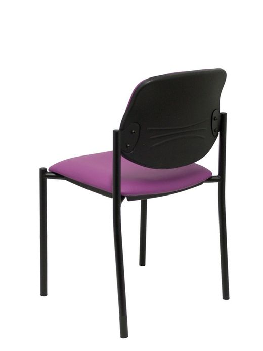 Modelo Styl - Silla confidente de 4 patas y estructrua negra - Asiento y respaldo tapizados en tejido Similpiel color morado