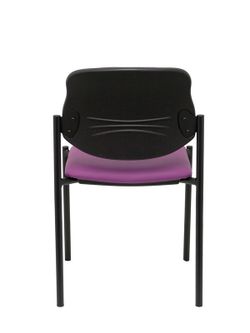 Modelo Styl - Silla confidente de 4 patas y estructrua negra - Asiento y respaldo tapizados en tejido Similpiel color morado