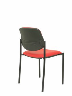 Modelo Styl - Silla confidente de 4 patas y estructrua negra - Asiento y respaldo tapizados en tejido Similpiel color rojo