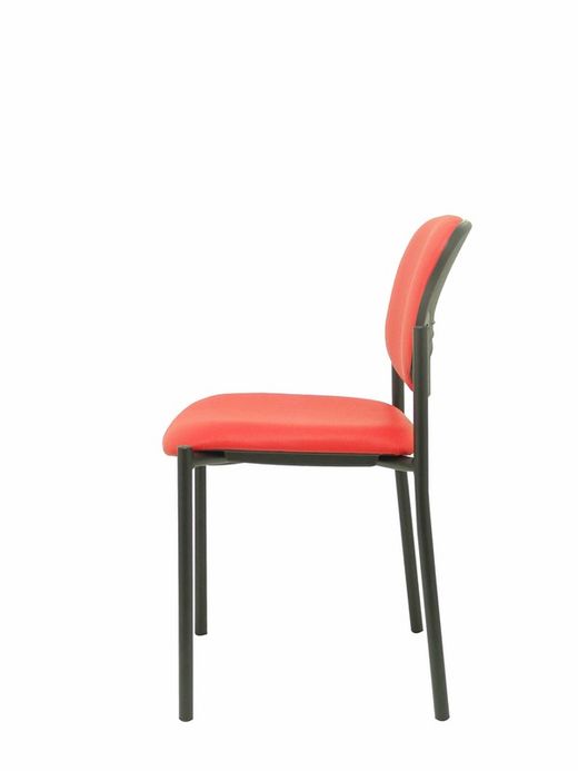 Modelo Styl - Silla confidente de 4 patas y estructrua negra - Asiento y respaldo tapizados en tejido Similpiel color rojo