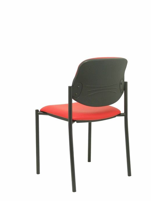 Modelo Styl - Silla confidente de 4 patas y estructrua negra - Asiento y respaldo tapizados en tejido Similpiel color rojo