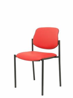 Modelo Styl - Silla confidente de 4 patas y estructrua negra - Asiento y respaldo tapizados en tejido Similpiel color rojo