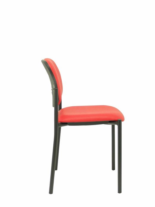 Modelo Styl - Silla confidente de 4 patas y estructrua negra - Asiento y respaldo tapizados en tejido Similpiel color rojo
