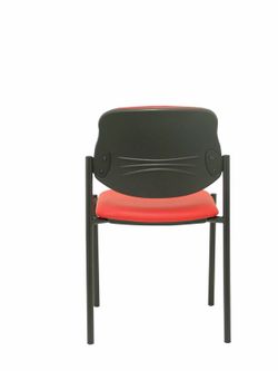 Modelo Styl - Silla confidente de 4 patas y estructrua negra - Asiento y respaldo tapizados en tejido Similpiel color rojo