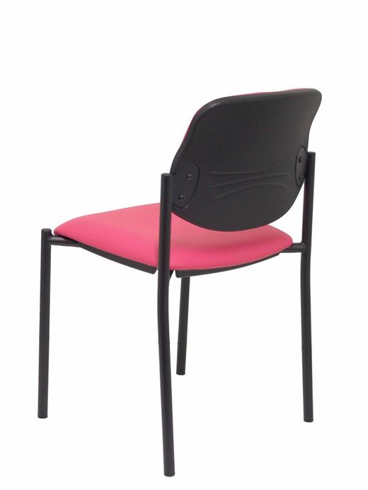 Modelo Styl - Silla confidente de 4 patas y estructrua negra - Asiento y respaldo tapizados en tejido Similpiel color rosa