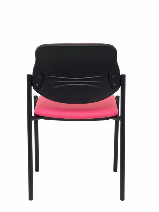 Modelo Styl - Silla confidente de 4 patas y estructrua negra - Asiento y respaldo tapizados en tejido Similpiel color rosa