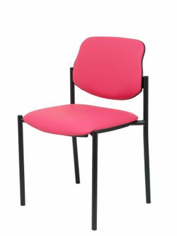 Modelo Styl - Silla confidente de 4 patas y estructrua negra - Asiento y respaldo tapizados en tejido Similpiel color rosa