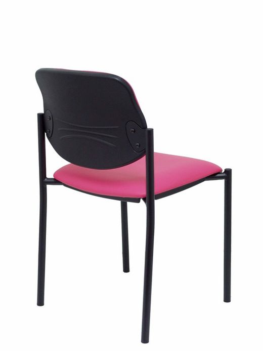 Modelo Styl - Silla confidente de 4 patas y estructrua negra - Asiento y respaldo tapizados en tejido Similpiel color rosa