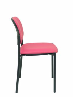 Modelo Styl - Silla confidente de 4 patas y estructrua negra - Asiento y respaldo tapizados en tejido Similpiel color rosa