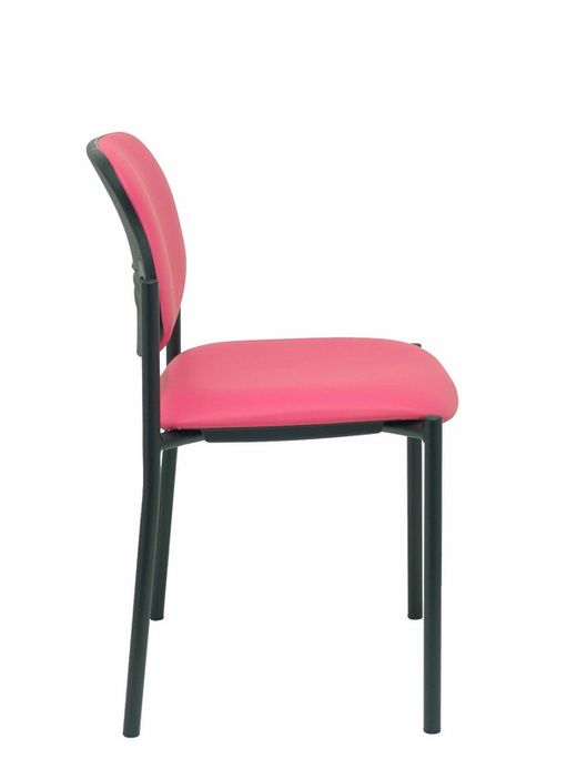 Modelo Styl - Silla confidente de 4 patas y estructrua negra - Asiento y respaldo tapizados en tejido Similpiel color rosa