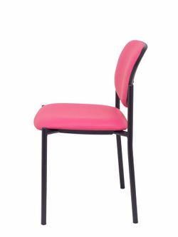 Modelo Styl - Silla confidente de 4 patas y estructrua negra - Asiento y respaldo tapizados en tejido Similpiel color rosa