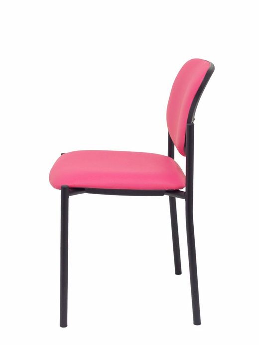 Modelo Styl - Silla confidente de 4 patas y estructrua negra - Asiento y respaldo tapizados en tejido Similpiel color rosa