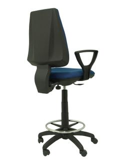 Modelo Taburete Elche CP - Taburete ergonómico con mecanismo de contacto permanente y regulable en altura - Asiento y respaldo tapizados en tejido BALI color azul marino (BRAZOS FIJOS INCLUIDOS)