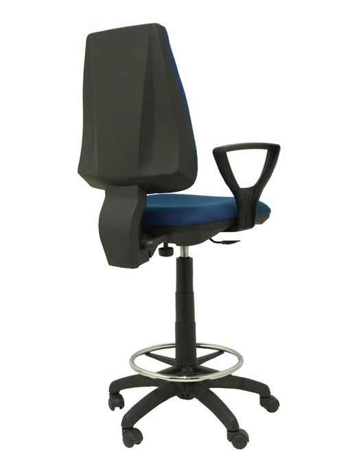 Modelo Taburete Elche CP - Taburete ergonómico con mecanismo de contacto permanente y regulable en altura - Asiento y respaldo tapizados en tejido BALI color azul marino (BRAZOS FIJOS INCLUIDOS)