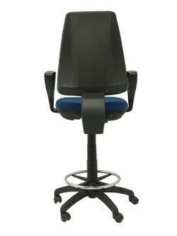Modelo Taburete Elche CP - Taburete ergonómico con mecanismo de contacto permanente y regulable en altura - Asiento y respaldo tapizados en tejido BALI color azul marino (BRAZOS FIJOS INCLUIDOS)