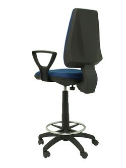 Modelo Taburete Elche CP - Taburete ergonómico con mecanismo de contacto permanente y regulable en altura - Asiento y respaldo tapizados en tejido BALI color azul marino (BRAZOS FIJOS INCLUIDOS)