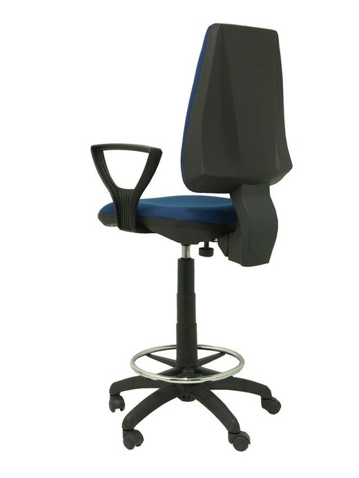 Modelo Taburete Elche CP - Taburete ergonómico con mecanismo de contacto permanente y regulable en altura - Asiento y respaldo tapizados en tejido BALI color azul marino (BRAZOS FIJOS INCLUIDOS)