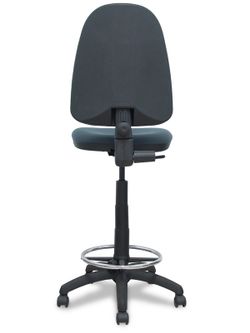 Modelo TAyna  Taburete ergonómico con mecanismo de contacto permanente, regulable en altura y aro reposapiés  Asiento y respaldo tapizados en tejido BALI color gris oscuro