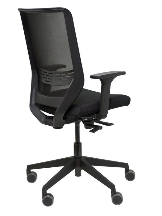 Modelo To Sync Work - Silla de oficina ergonómica con mecanismo sincro con traslack, regulable en altura - Respaldo alto de malla transpirable con refuerzo lumbar regulable y asiento tapizado. Brazos regulables 2D.