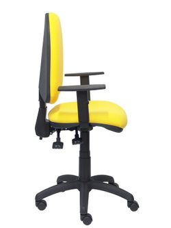 Modelo Tribaldos - Silla de oficina con mecanismo de contacto permanente de doble maneta y regulable en altura - Asiento y respaldo tapizados en tejido BALI color amarillo (BRAZOS REGULABLES INCLUIDOS)