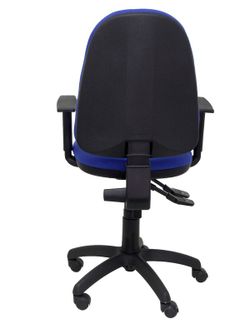 Modelo Tribaldos - Silla de oficina con mecanismo de contacto permanente de doble maneta y regulable en altura - Asiento y respaldo tapizados en tejido BALI color azul (BRAZOS REGULABLES INCLUIDOS)