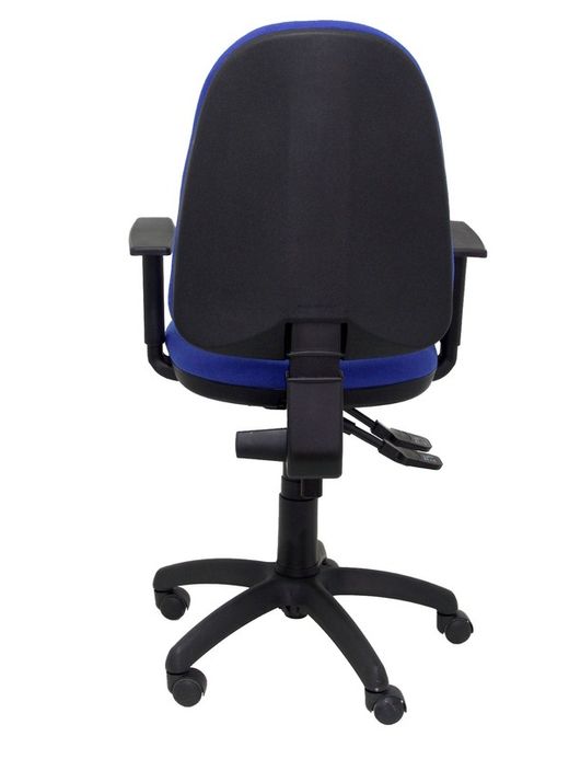 Modelo Tribaldos - Silla de oficina con mecanismo de contacto permanente de doble maneta y regulable en altura - Asiento y respaldo tapizados en tejido BALI color azul (BRAZOS REGULABLES INCLUIDOS)